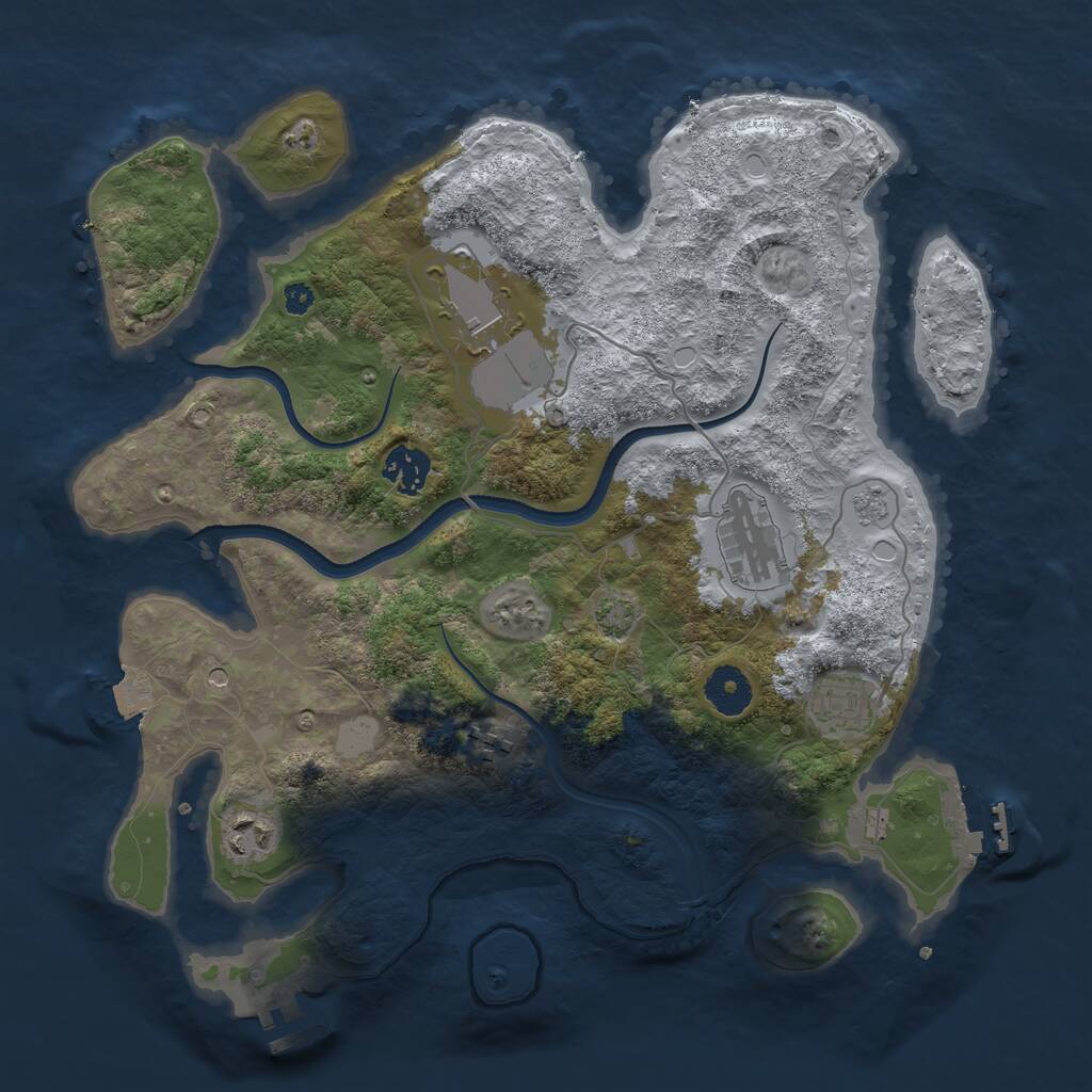 Rust Map: Procedural Map, Size: 3500, Seed: 8123721, 12 Monuments
