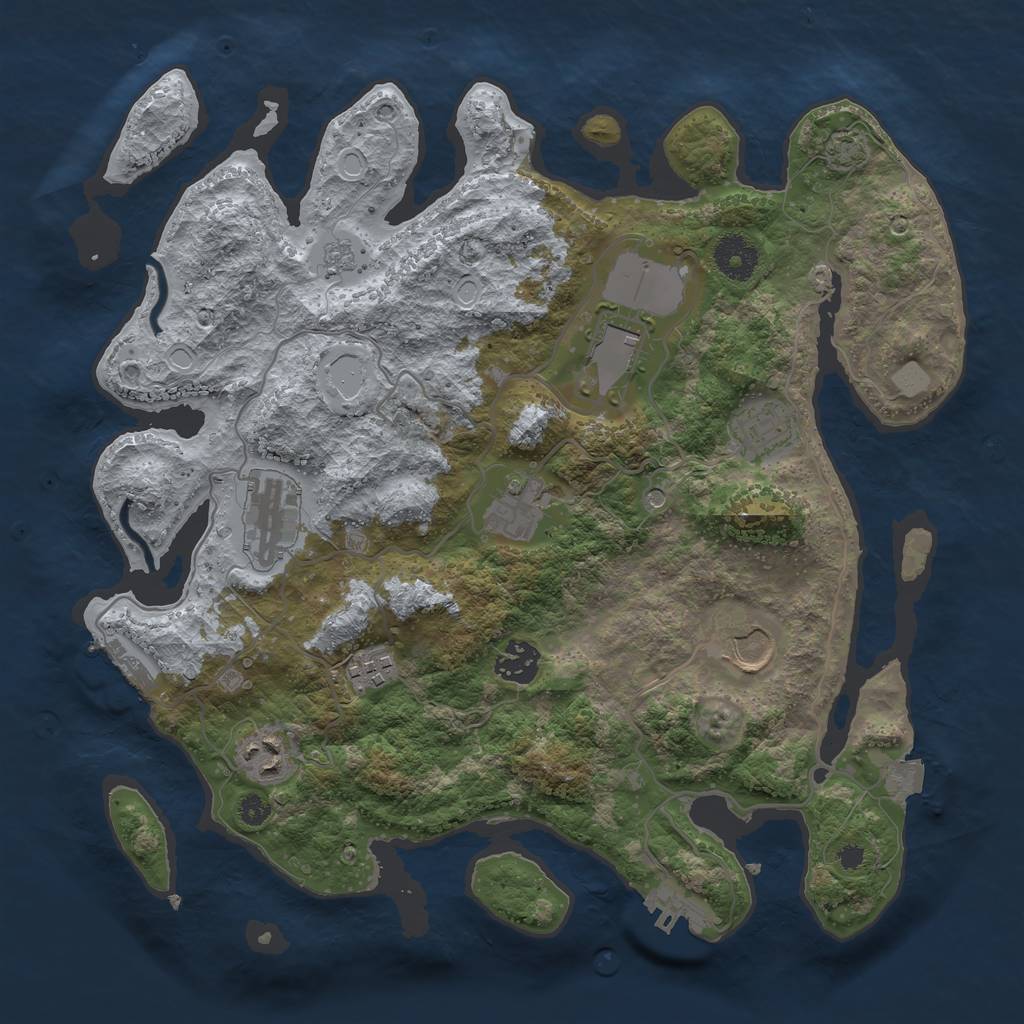 Rust Map: Procedural Map, Size: 3500, Seed: 51520, 16 Monuments