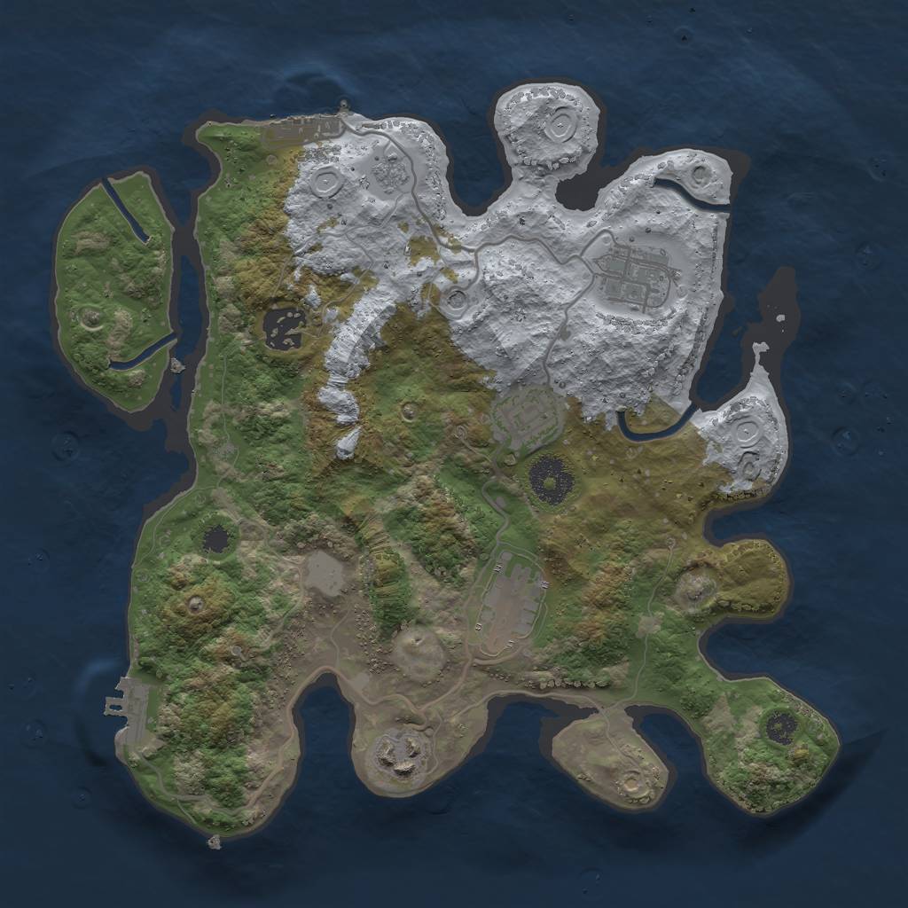 Rust Map: Procedural Map, Size: 3000, Seed: 4225, 14 Monuments