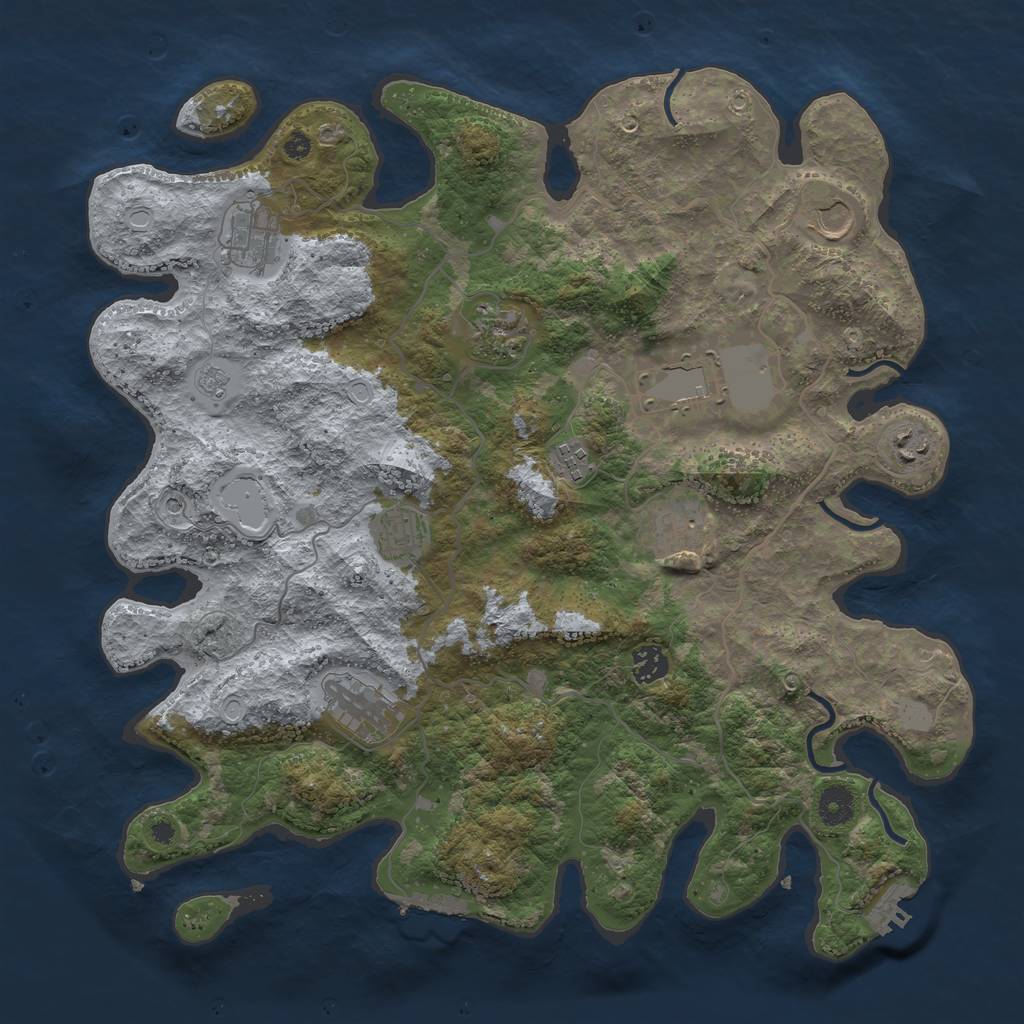 Rust Map: Procedural Map, Size: 4000, Seed: 63357040, 19 Monuments