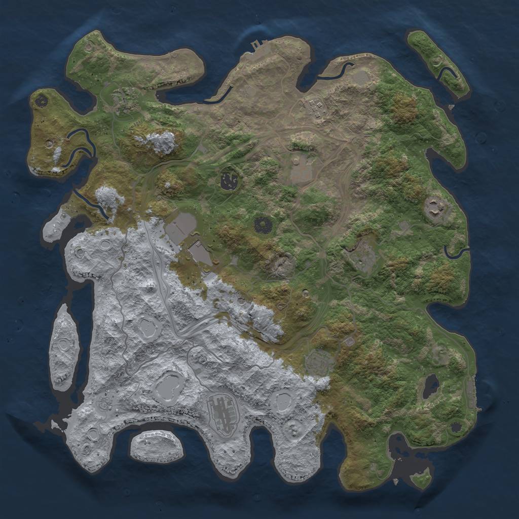 Rust Map: Procedural Map, Size: 4250, Seed: 1037621063, 18 Monuments