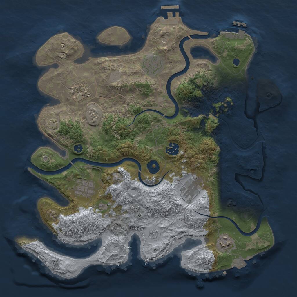 Rust Map: Procedural Map, Size: 3425, Seed: 993459, 13 Monuments
