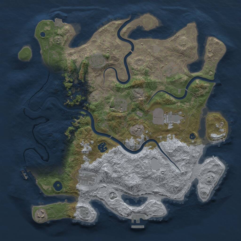Rust Map: Procedural Map, Size: 3850, Seed: 22278677, 14 Monuments