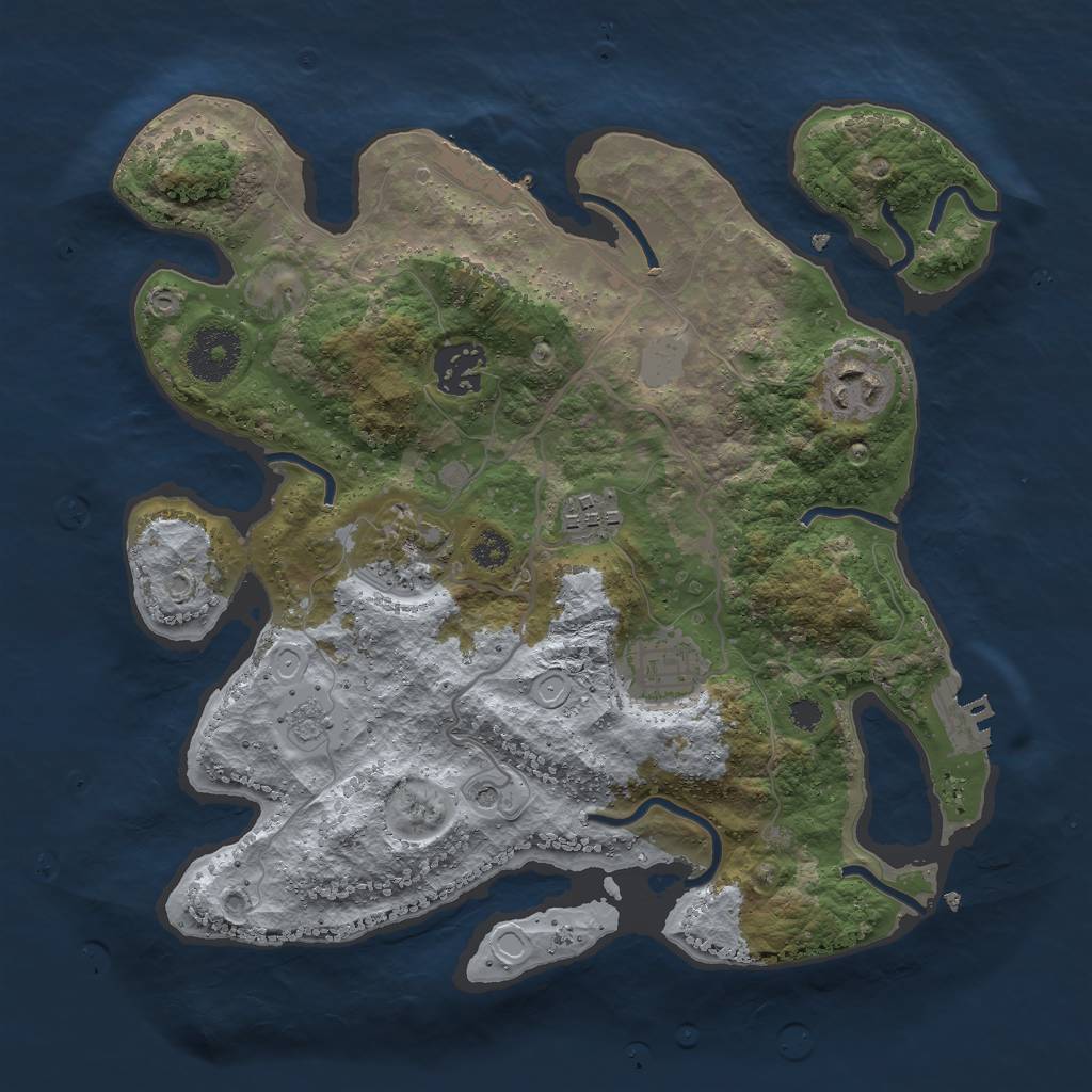 Rust Map: Procedural Map, Size: 3000, Seed: 992547523, 14 Monuments