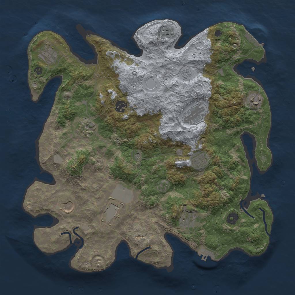 Rust Map: Procedural Map, Size: 3700, Seed: 12611, 19 Monuments