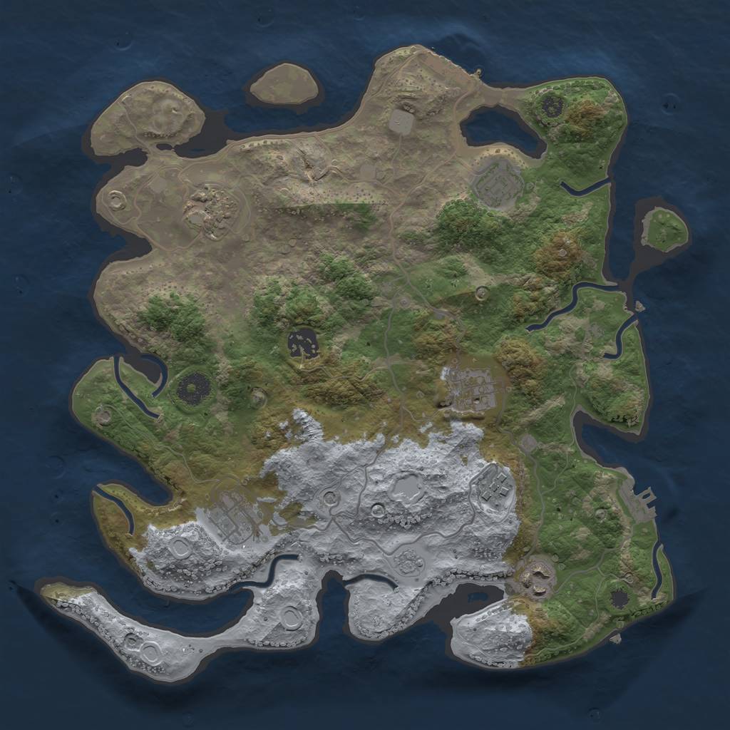 Rust Map: Procedural Map, Size: 3400, Seed: 993459, 16 Monuments