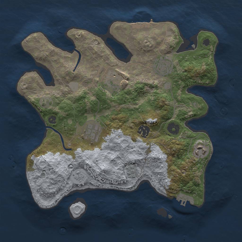 Rust Map: Procedural Map, Size: 3000, Seed: 758321926, 14 Monuments