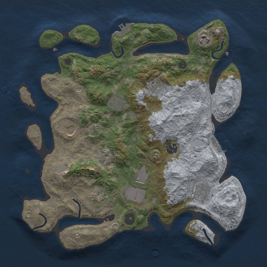 Rust Map: Procedural Map, Size: 3500, Seed: 101621, 17 Monuments