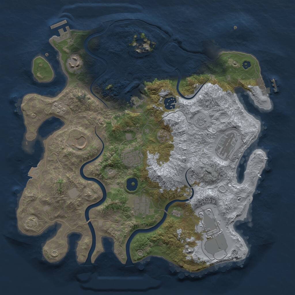 Rust Map: Procedural Map, Size: 3500, Seed: 5667777, 15 Monuments