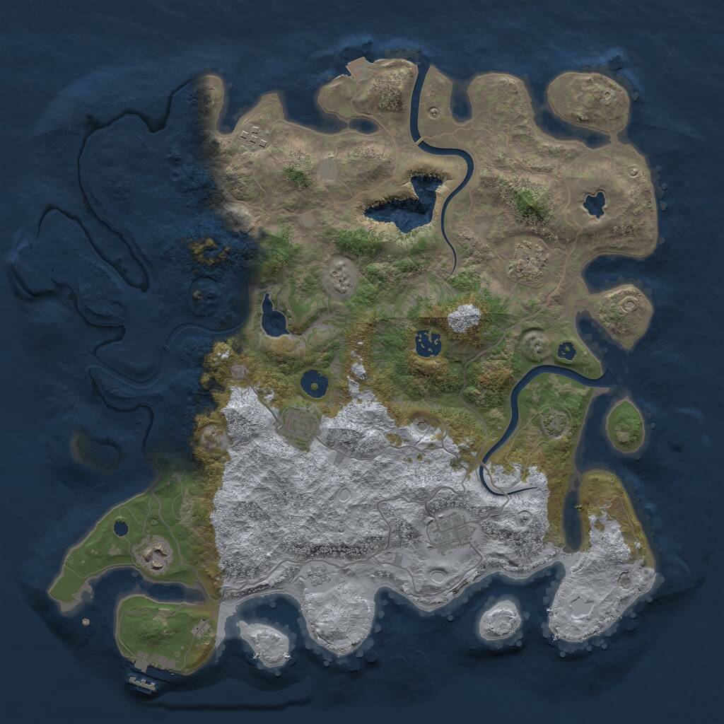 Rust Map: Procedural Map, Size: 4000, Seed: 195827, 12 Monuments