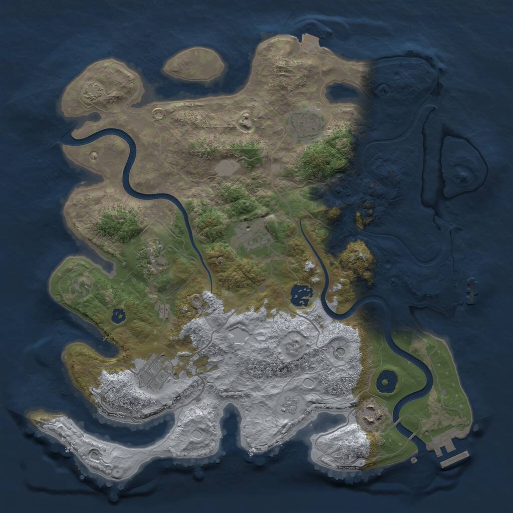 Rust Map: Procedural Map, Size: 3453, Seed: 993459, 13 Monuments