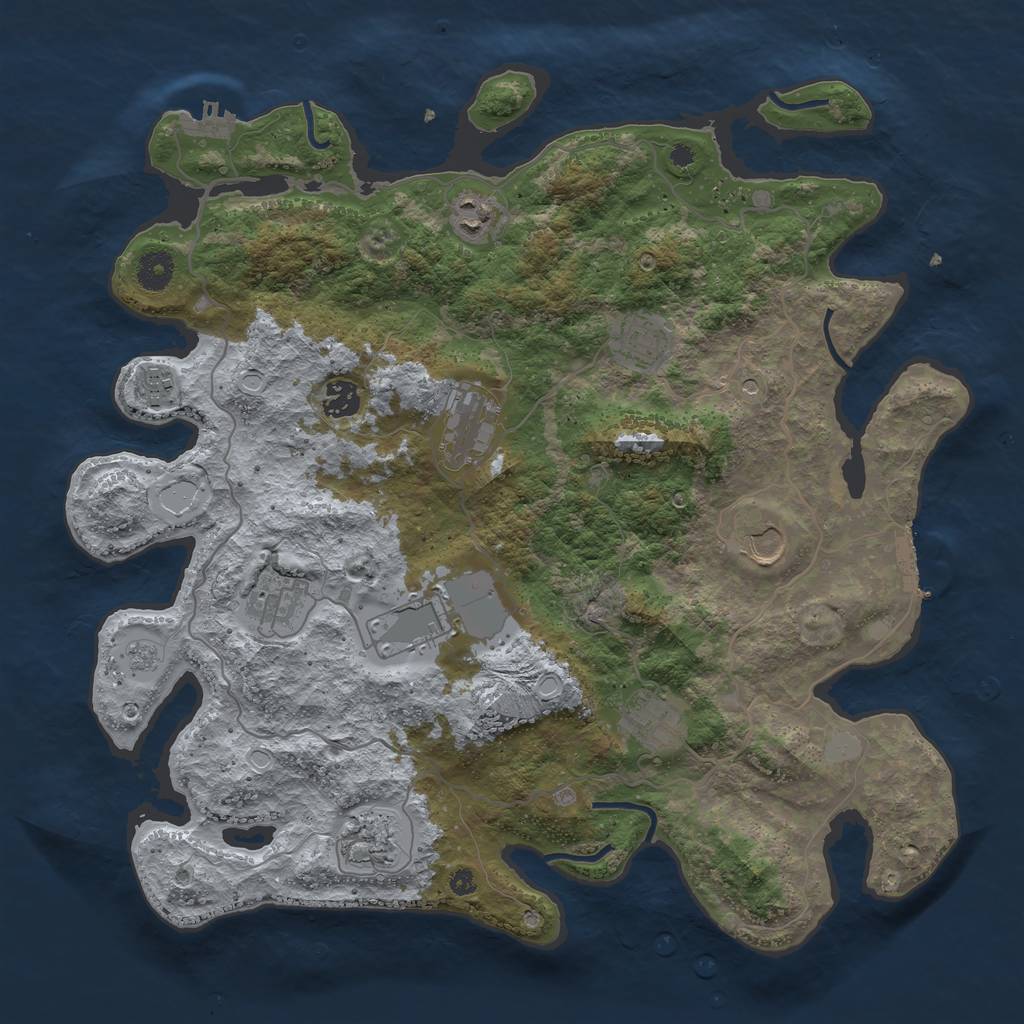 Rust Map: Procedural Map, Size: 4000, Seed: 10101, 19 Monuments