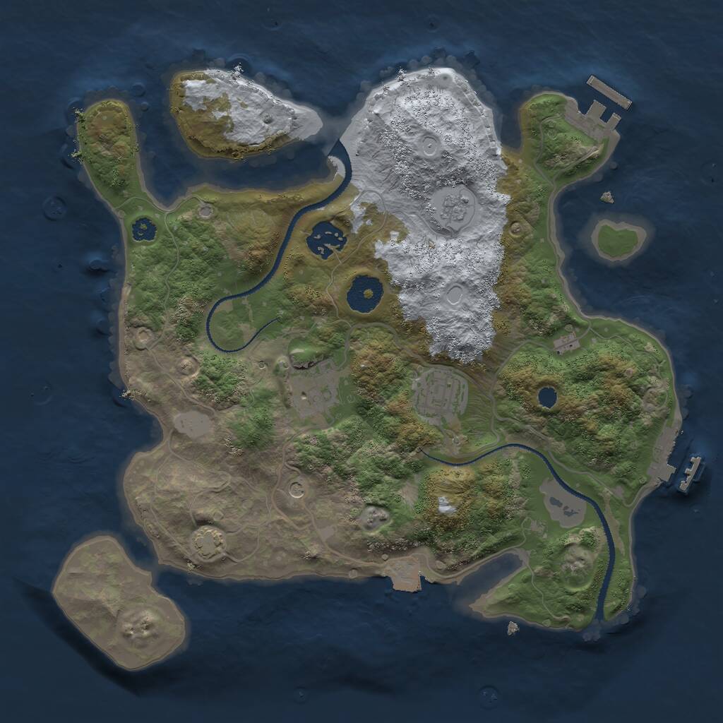 Rust Map: Procedural Map, Size: 3000, Seed: 88074777, 9 Monuments