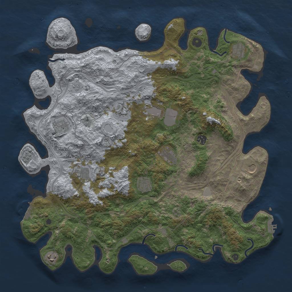 Rust Map: Procedural Map, Size: 4500, Seed: 2376134, 20 Monuments