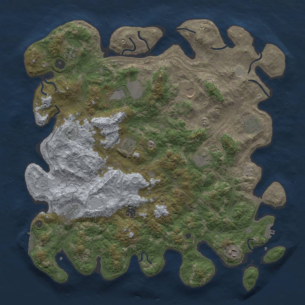 Rust Map: Procedural Map, Size: 4500, Seed: 172846257, 19 Monuments