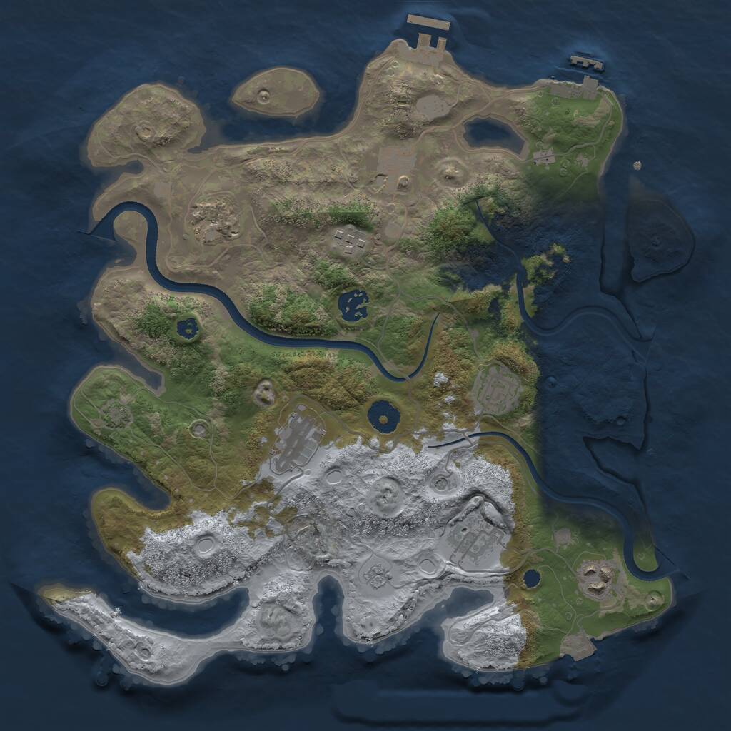 Rust Map: Procedural Map, Size: 3456, Seed: 993459, 14 Monuments