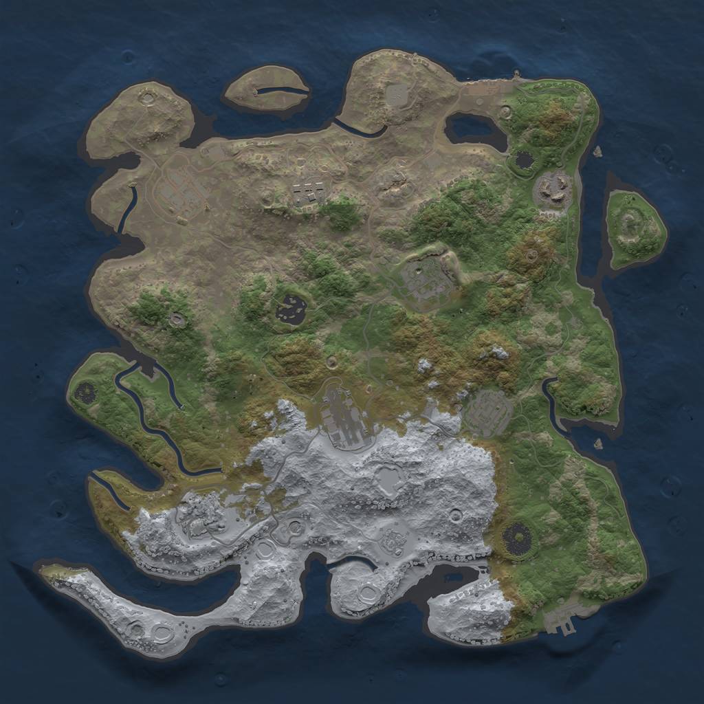 Rust Map: Procedural Map, Size: 3456, Seed: 993459, 17 Monuments