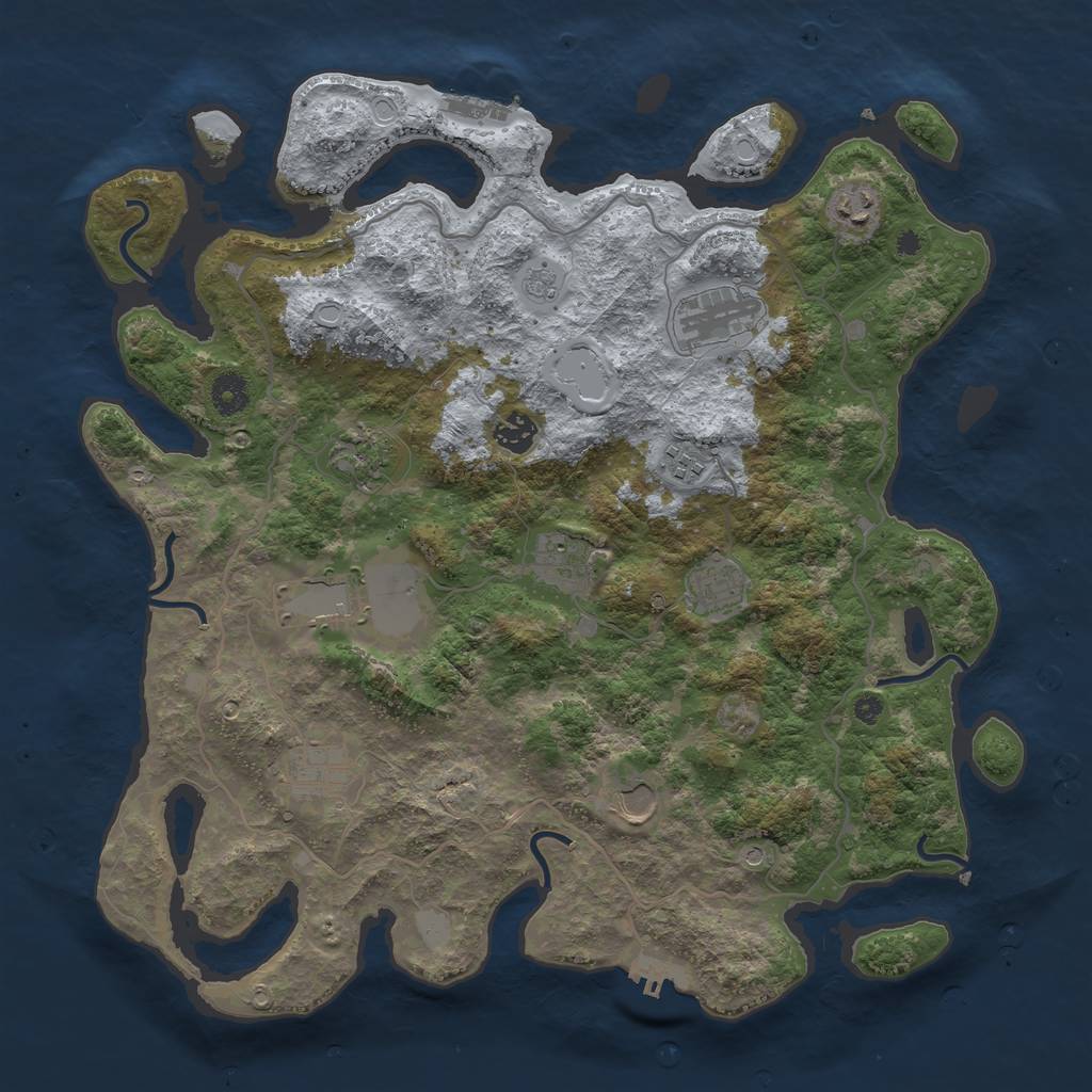 Rust Map: Procedural Map, Size: 4000, Seed: 80552412, 19 Monuments