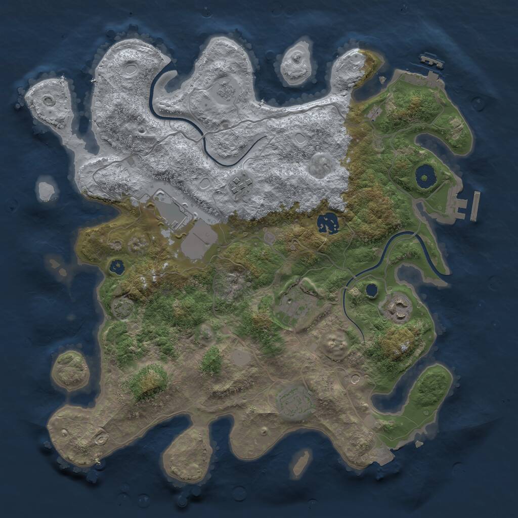 Rust Map: Procedural Map, Size: 3500, Seed: 1482588104, 12 Monuments