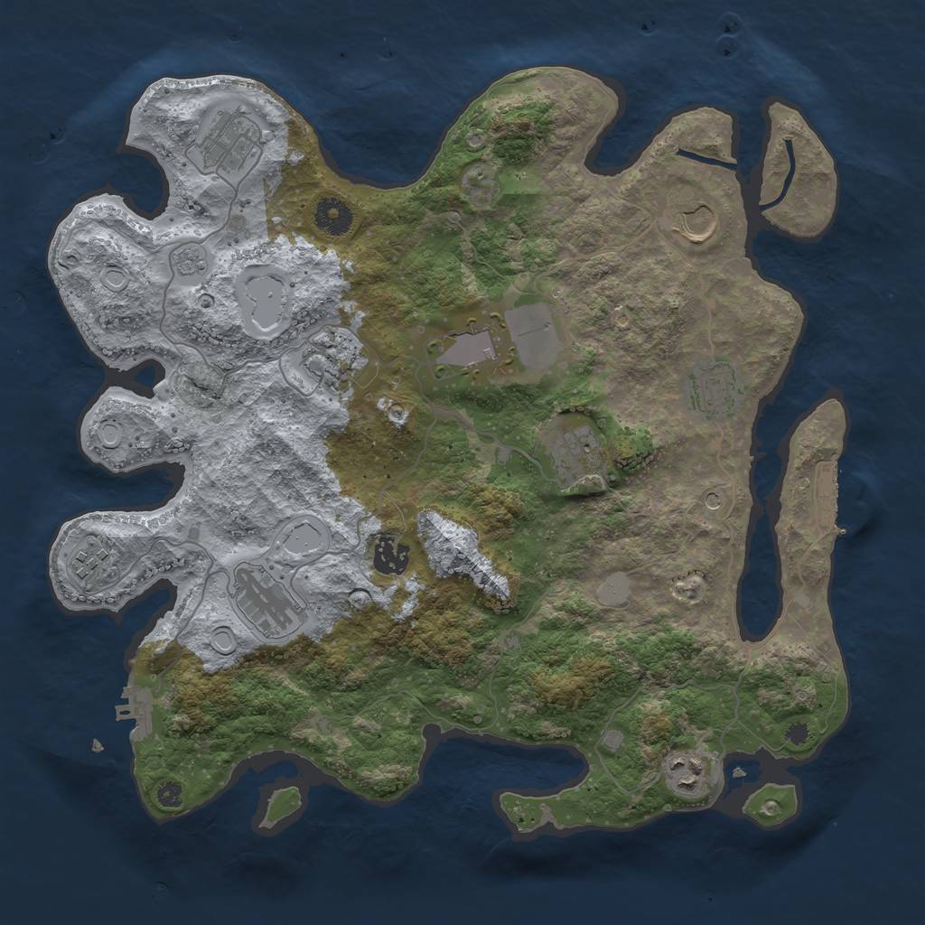 Rust Map: Procedural Map, Size: 3700, Seed: 650959583, 19 Monuments