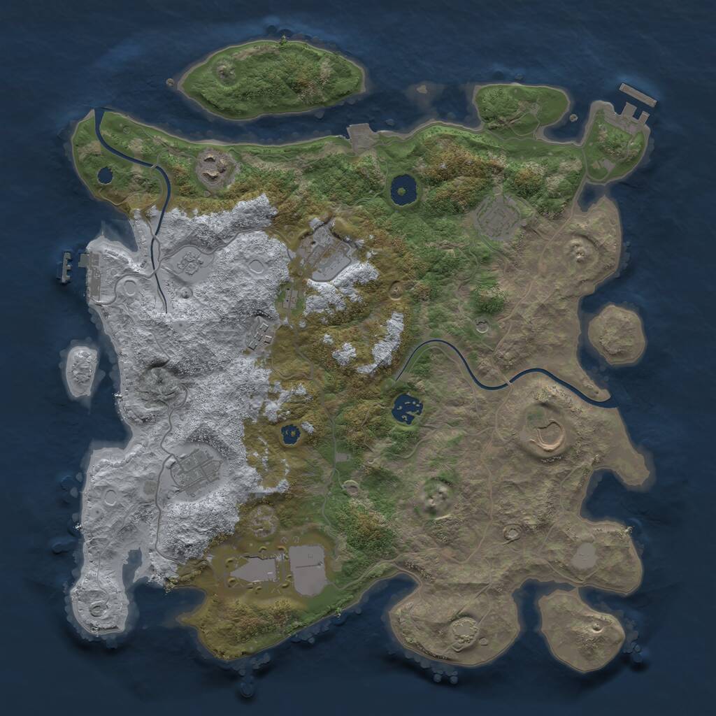 Rust Map: Procedural Map, Size: 3700, Seed: 809976227, 14 Monuments