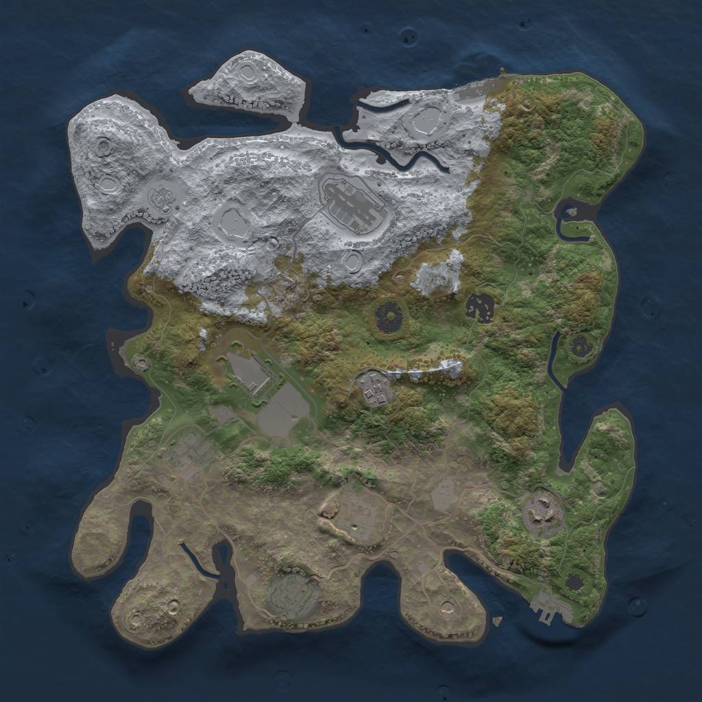 Rust Map: Procedural Map, Size: 3500, Seed: 244430, 17 Monuments
