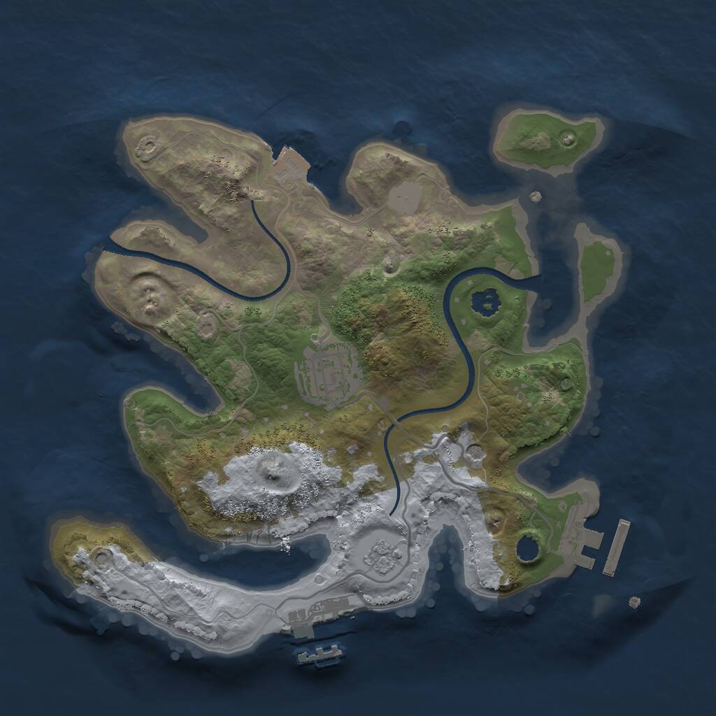 Rust Map: Procedural Map, Size: 2500, Seed: 993459, 6 Monuments