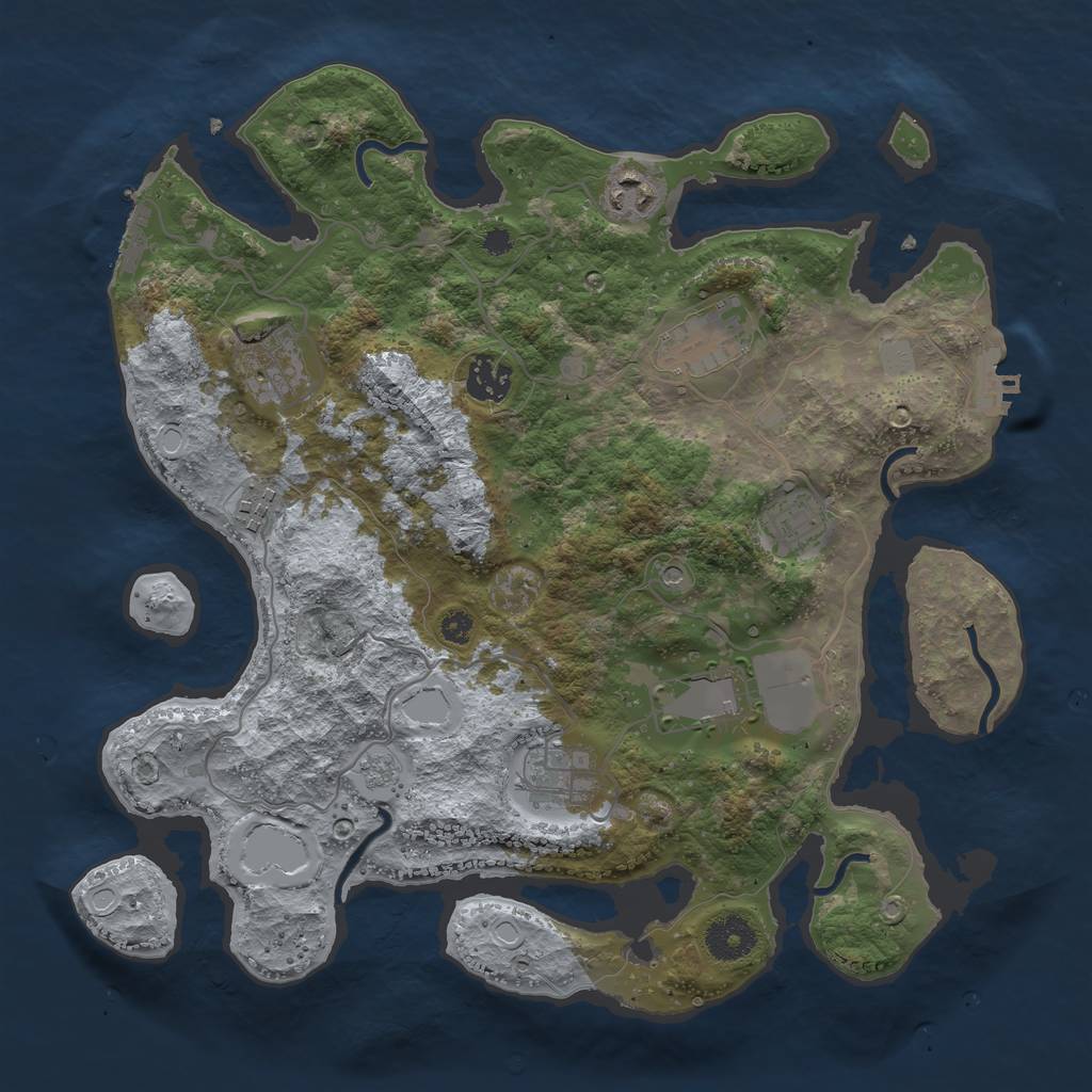 Rust Map: Procedural Map, Size: 3500, Seed: 953891, 17 Monuments