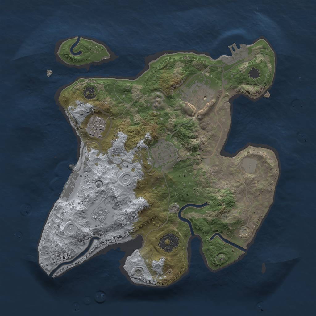 Rust Map: Procedural Map, Size: 2500, Seed: 4460, 11 Monuments