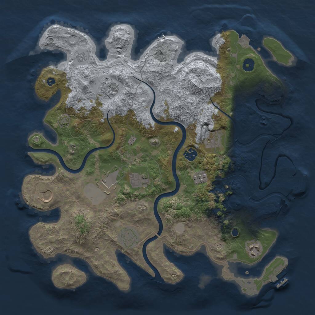 Rust Map: Procedural Map, Size: 3750, Seed: 1842845696, 15 Monuments
