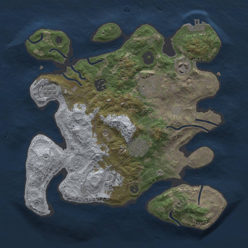 Rust Map: Procedural Map, Size: 3000, Seed: 224673, 14 Monuments