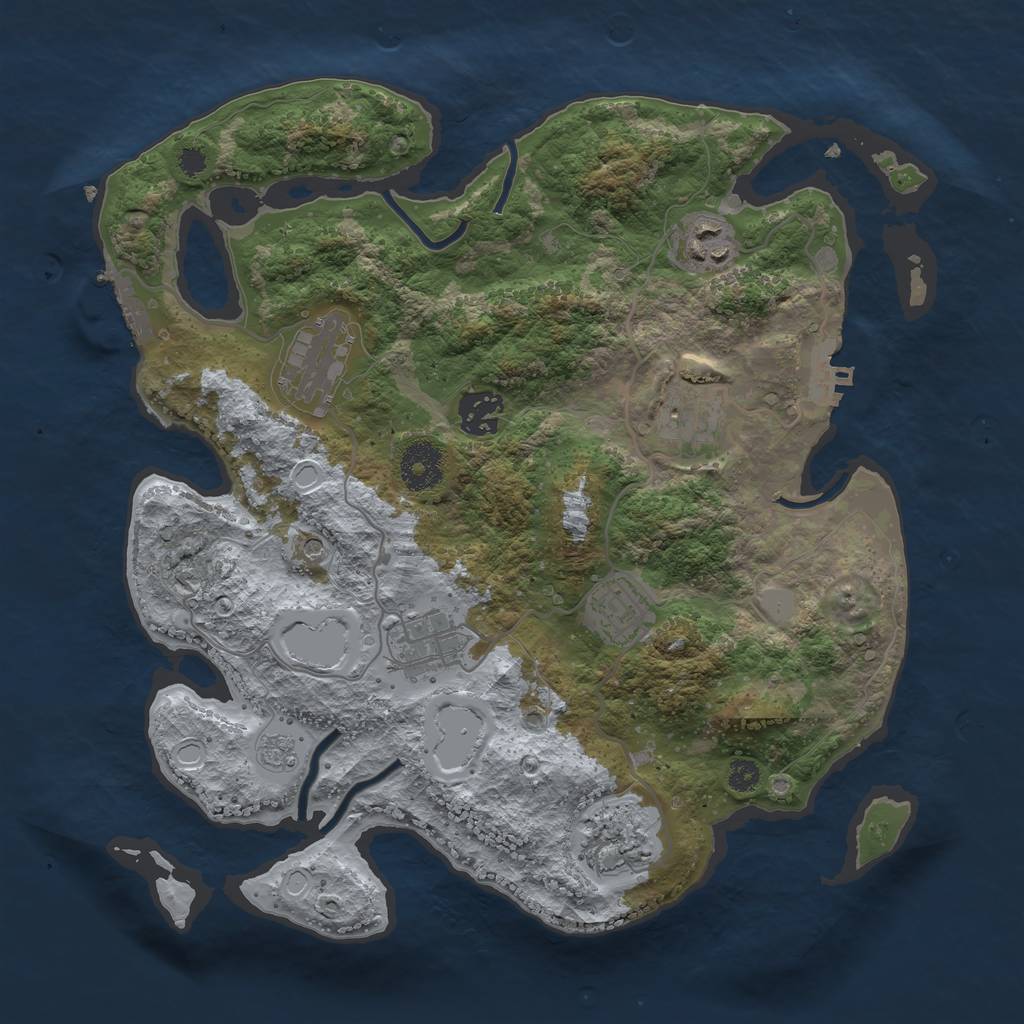 Rust Map: Procedural Map, Size: 3300, Seed: 1023273181, 16 Monuments