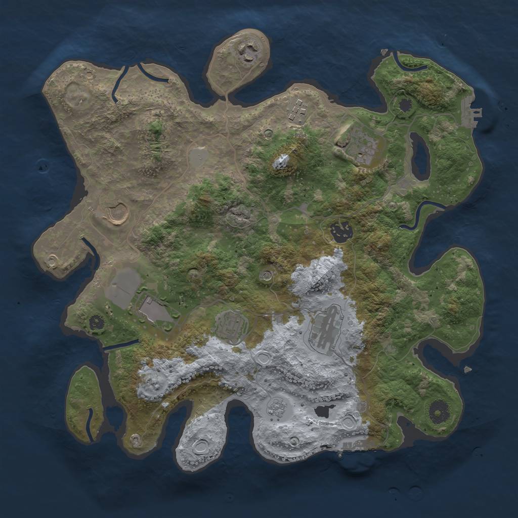 Rust Map: Procedural Map, Size: 3500, Seed: 4459179, 17 Monuments