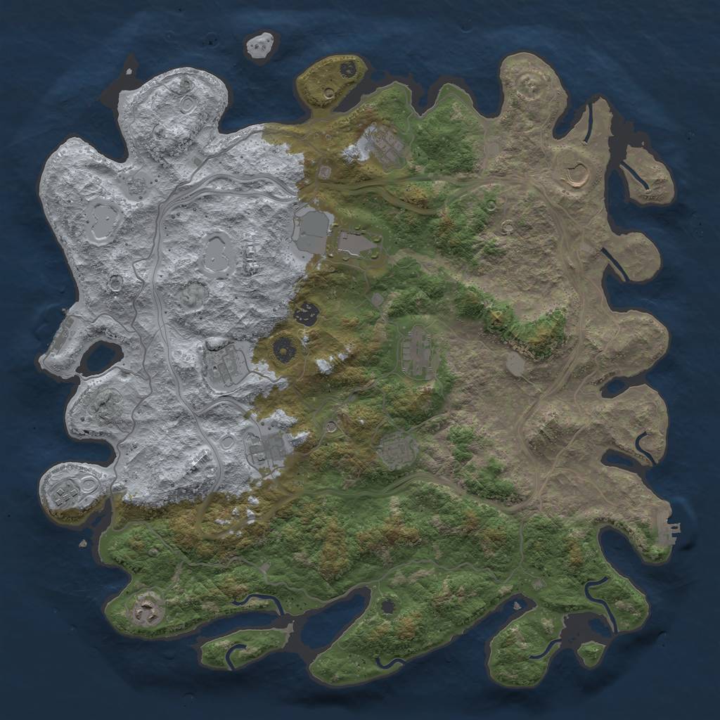 Rust Map: Procedural Map, Size: 4500, Seed: 1547675290, 19 Monuments