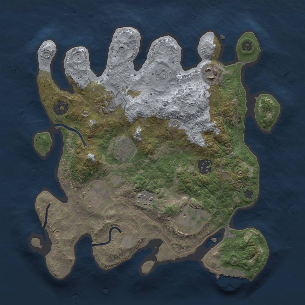 Rust Map: Procedural Map, Size: 3000, Seed: 1160557822, 15 Monuments