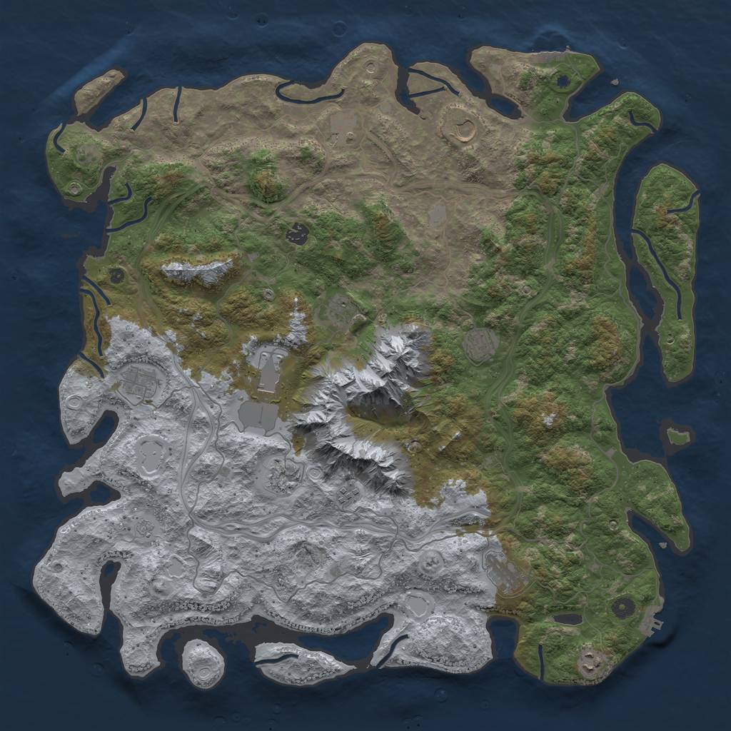 Rust Map: Procedural Map, Size: 5000, Seed: 374697775, 20 Monuments