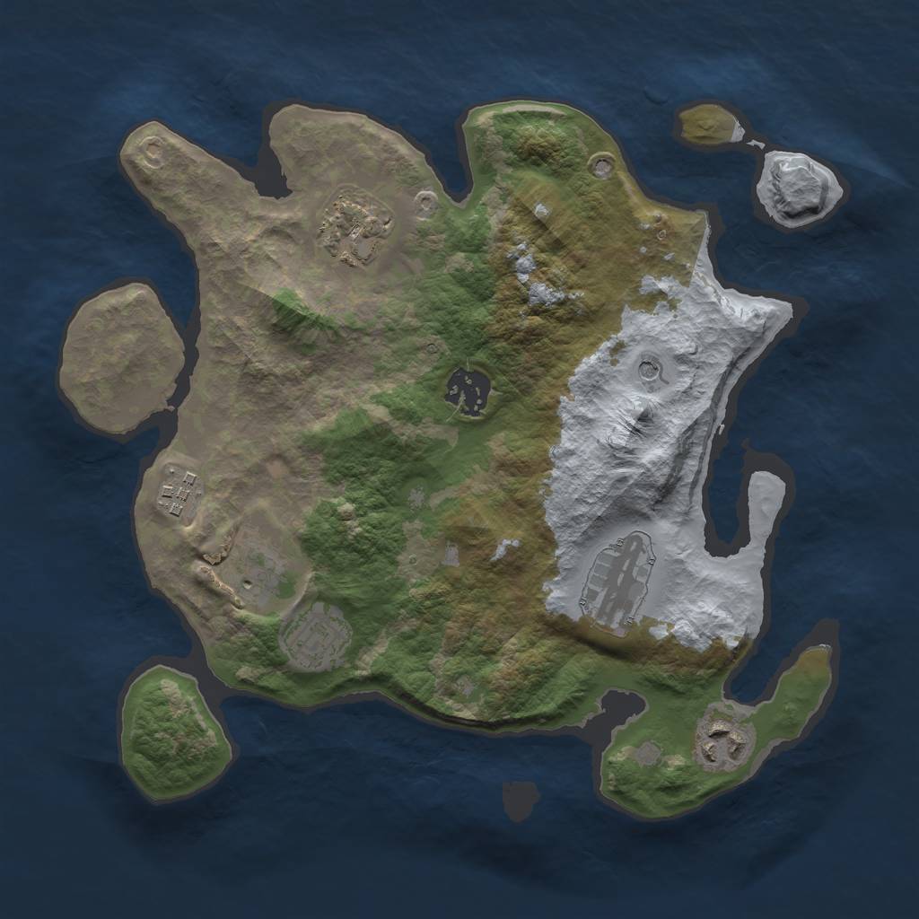 Rust Map: Barren, Size: 3000, Seed: 25587, 10 Monuments