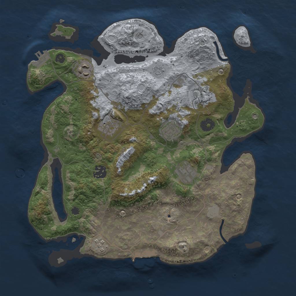 Rust Map: Procedural Map, Size: 3250, Seed: 564726861, 16 Monuments