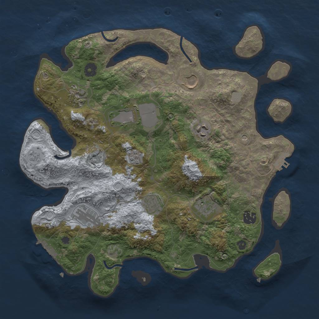 Rust Map: Procedural Map, Size: 3500, Seed: 83985471, 18 Monuments