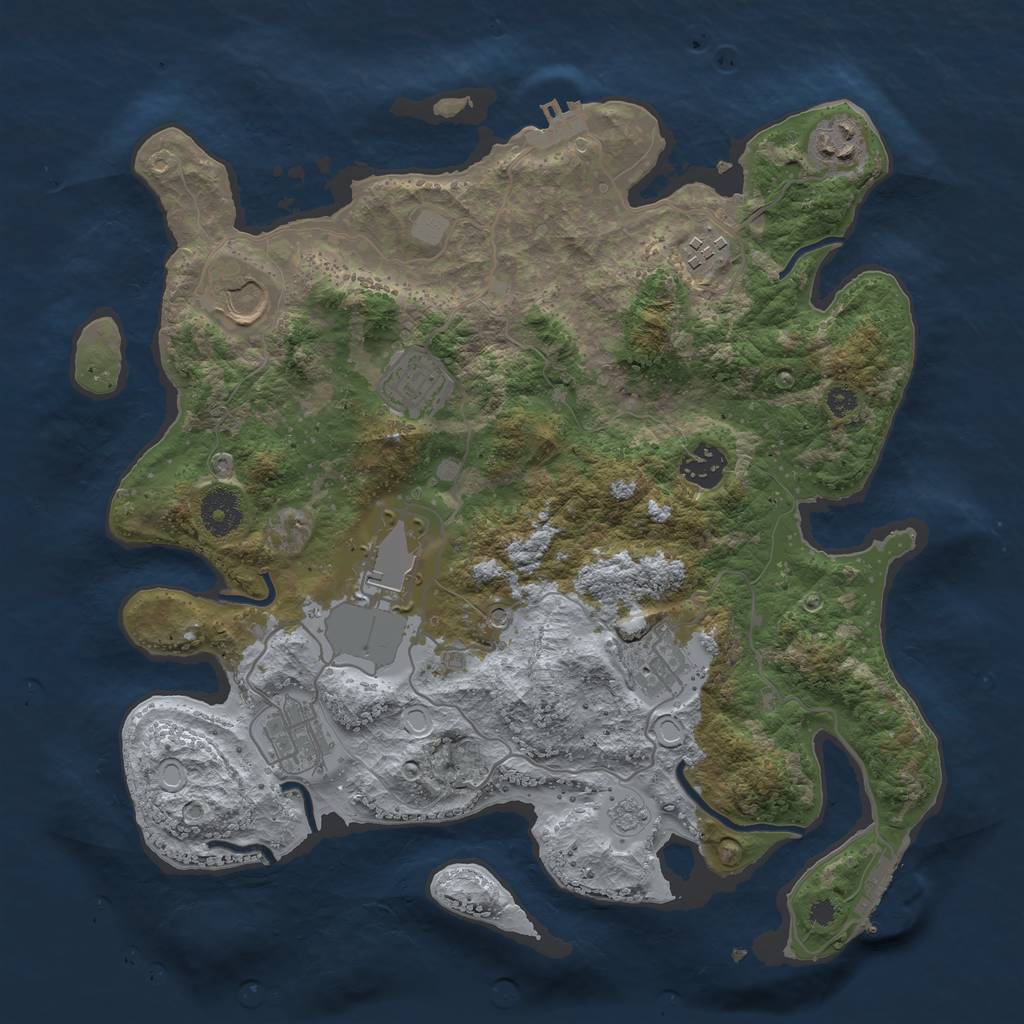 Rust Map: Procedural Map, Size: 3500, Seed: 87130605, 17 Monuments