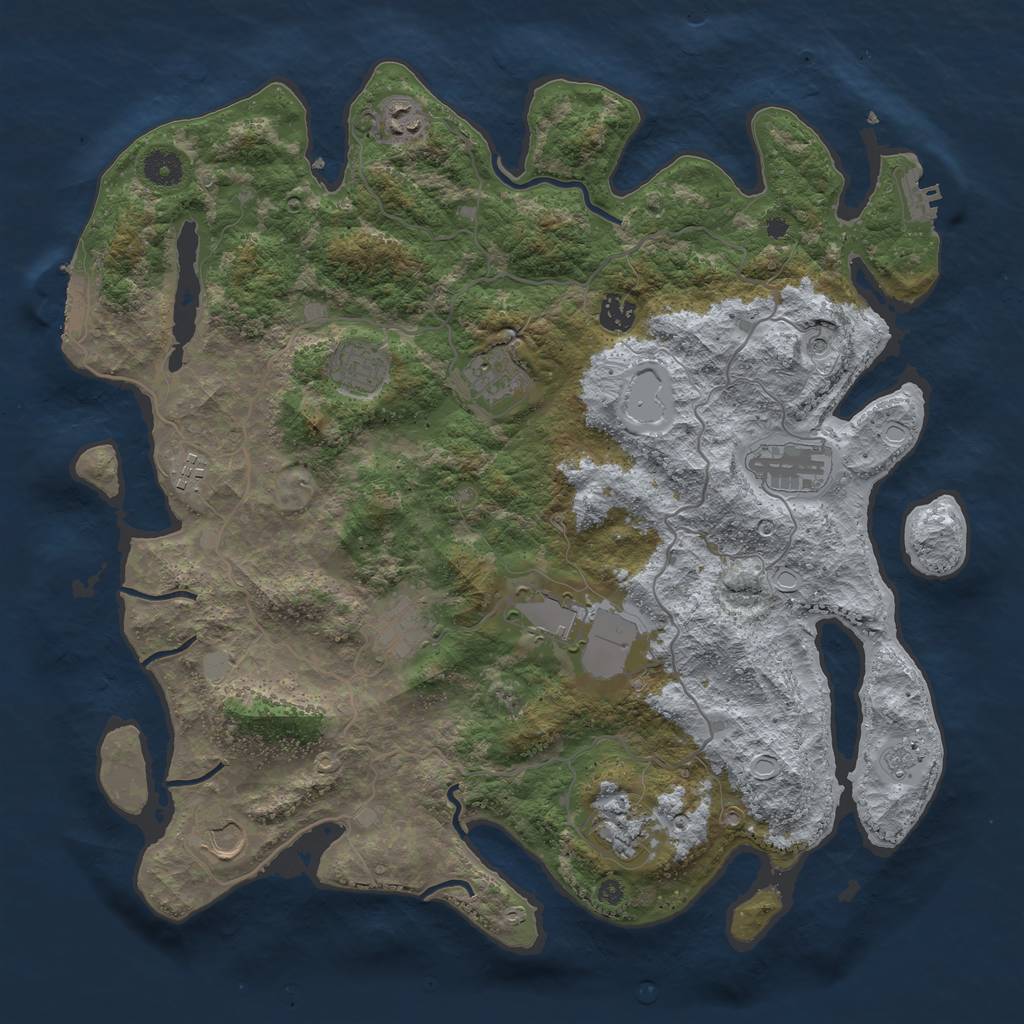 Rust Map: Procedural Map, Size: 4100, Seed: 1849662744, 19 Monuments