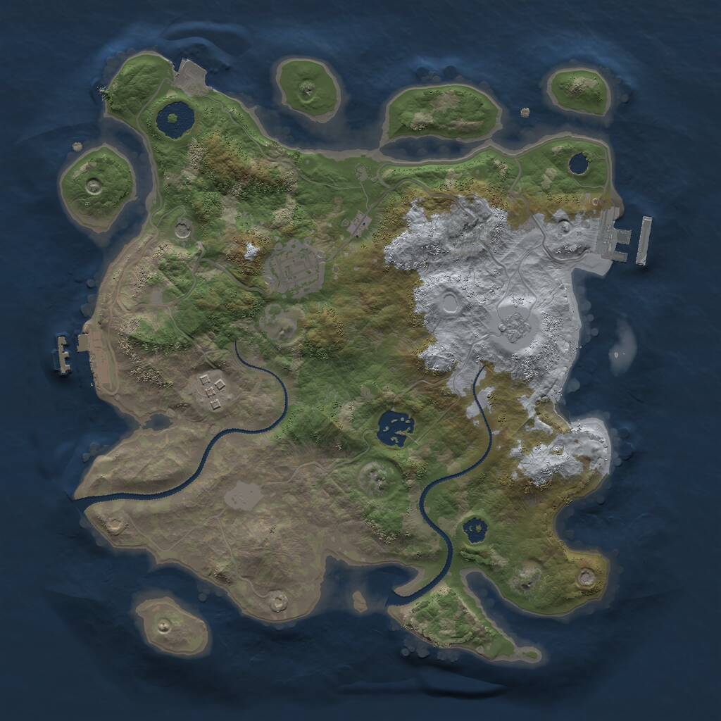 Rust Map: Procedural Map, Size: 3000, Seed: 106933, 8 Monuments