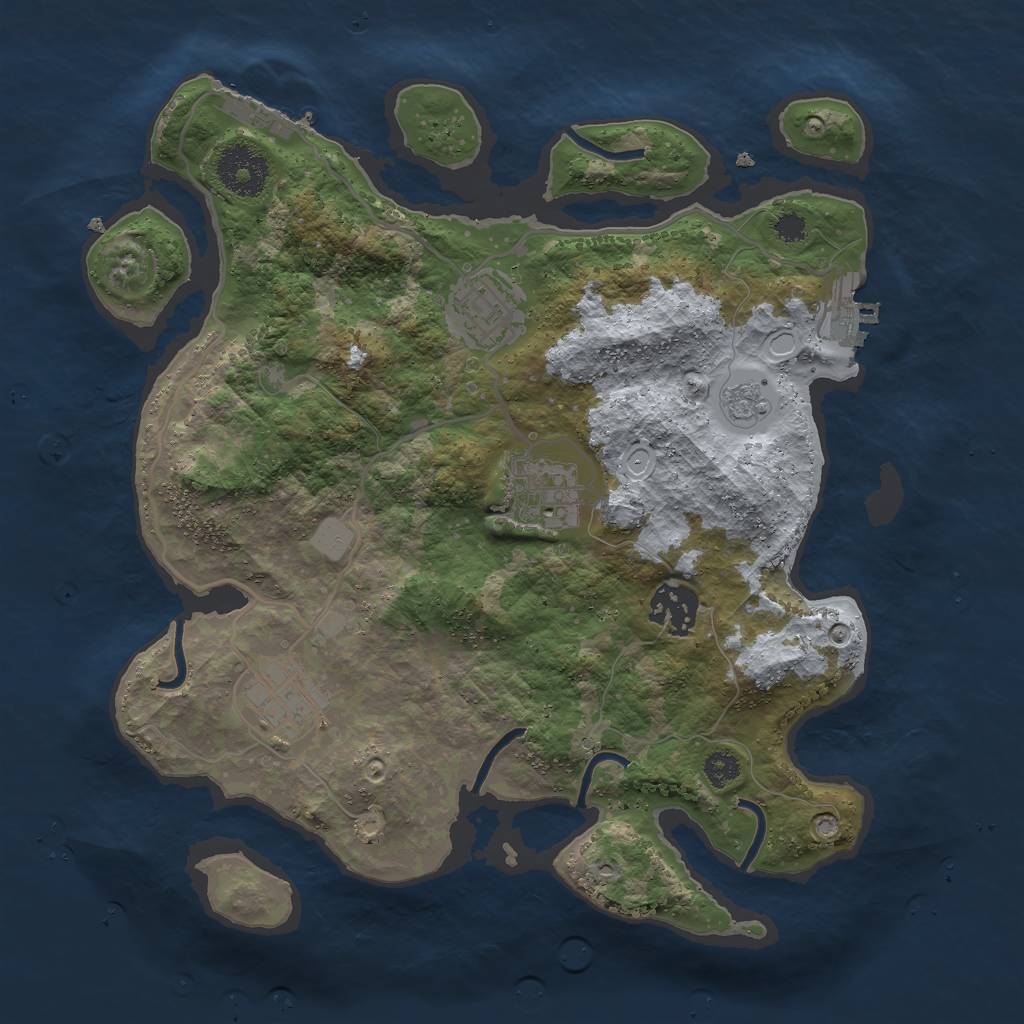 Rust Map: Procedural Map, Size: 3000, Seed: 106933, 12 Monuments