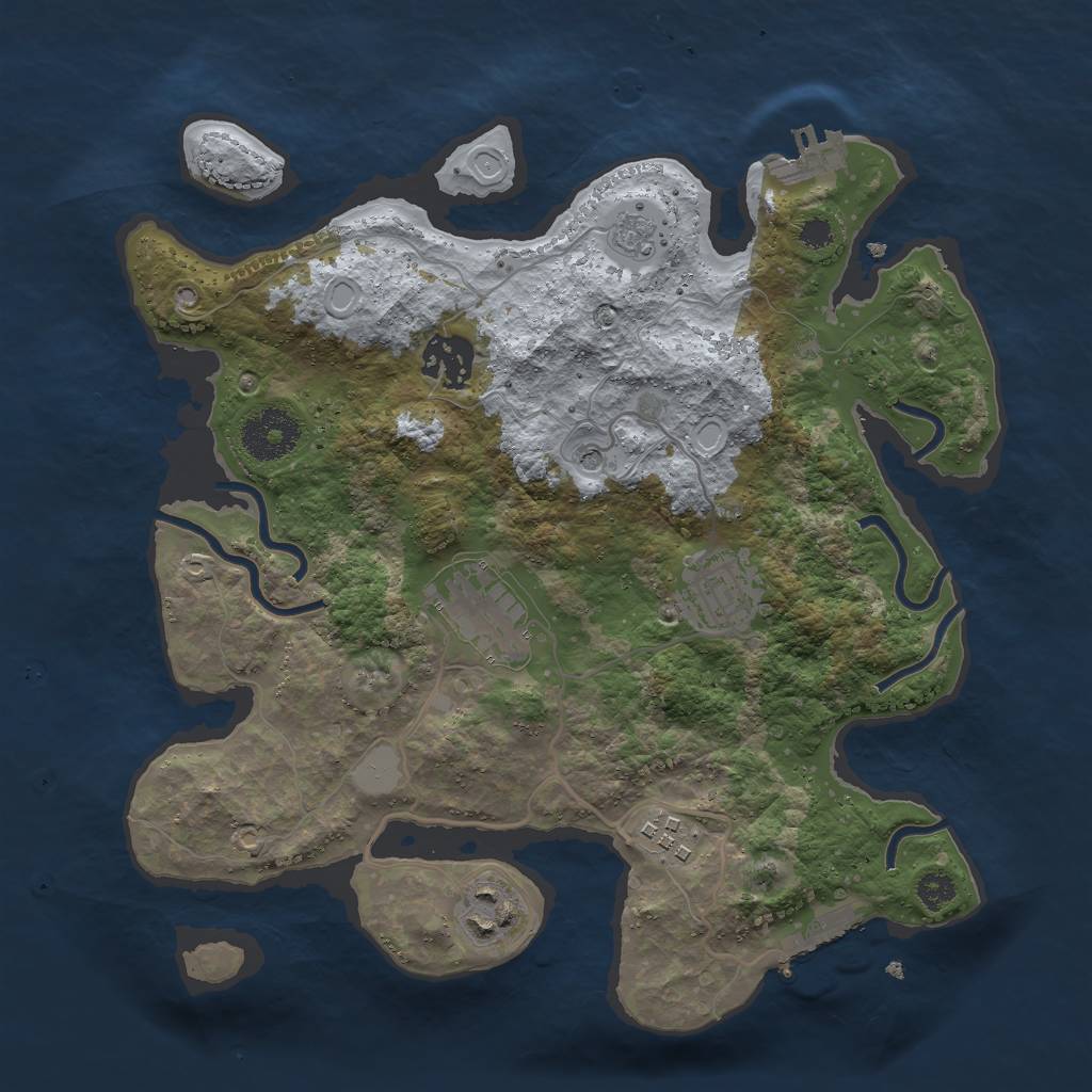 Rust Map: Procedural Map, Size: 3000, Seed: 283853, 14 Monuments
