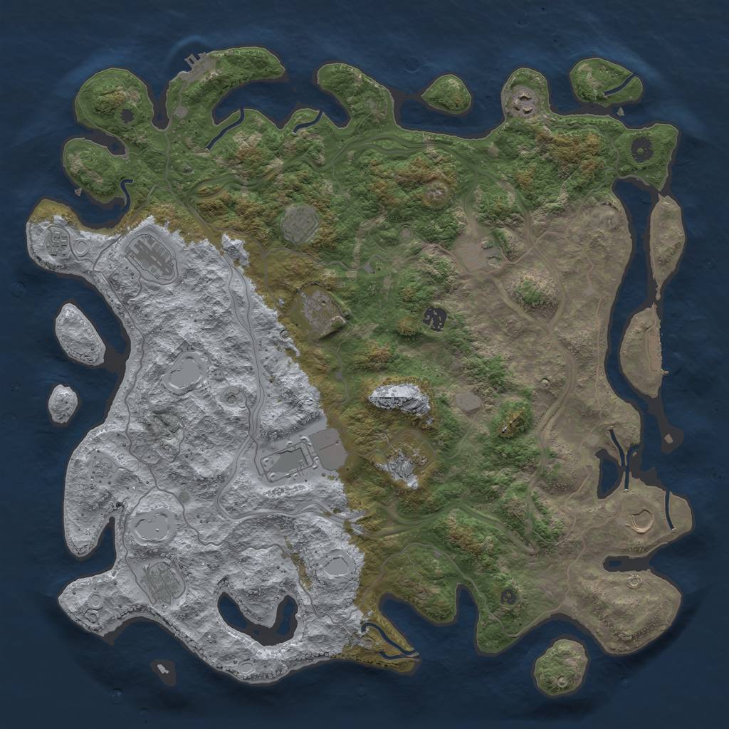 Rust Map: Procedural Map, Size: 4600, Seed: 75057, 20 Monuments