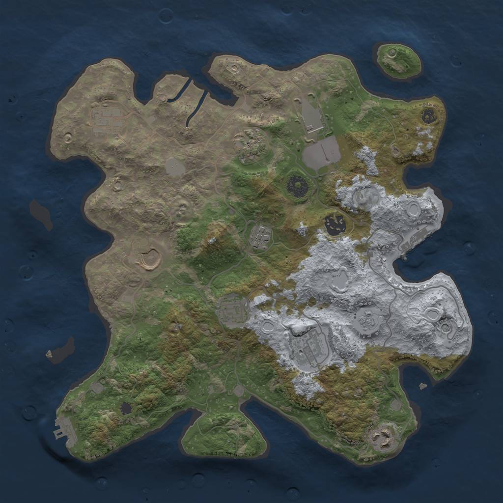 Rust Map: Procedural Map, Size: 3500, Seed: 670686788, 18 Monuments