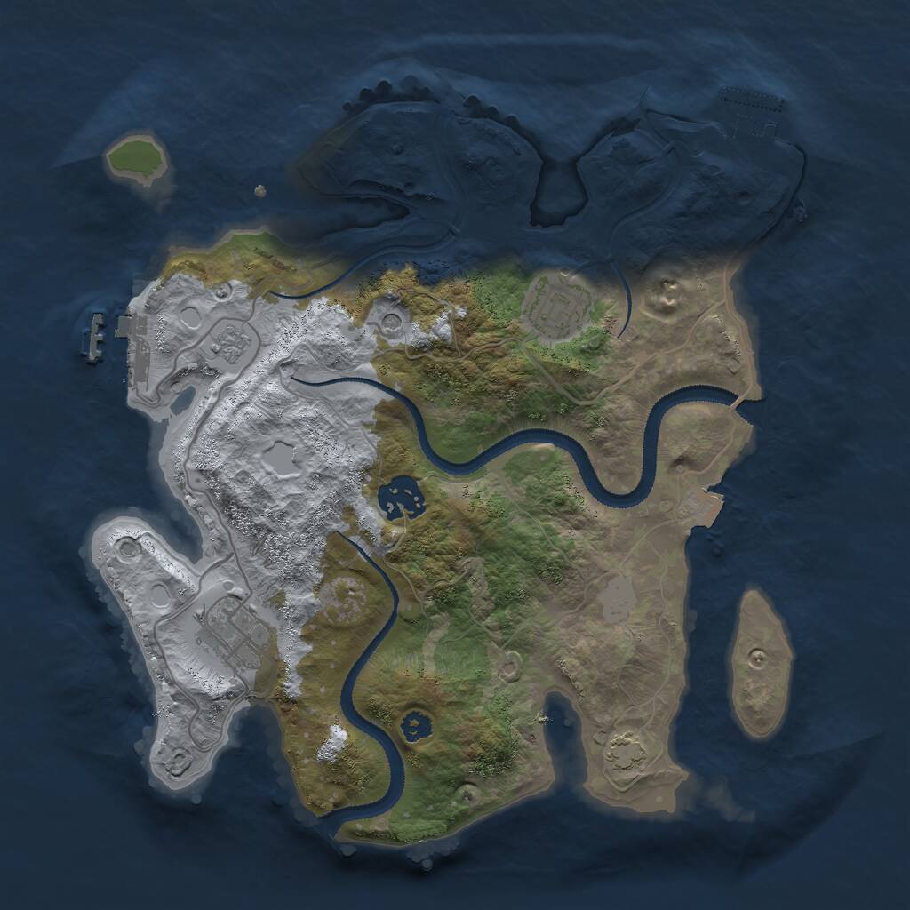 Rust Map: Procedural Map, Size: 3000, Seed: 849143, 9 Monuments