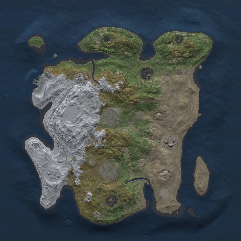 Rust Map: Procedural Map, Size: 3000, Seed: 849143, 14 Monuments