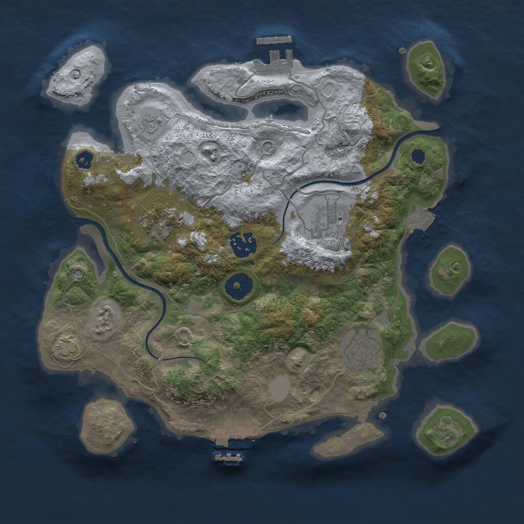 Rust Map: Procedural Map, Size: 3000, Seed: 1504841687, 10 Monuments
