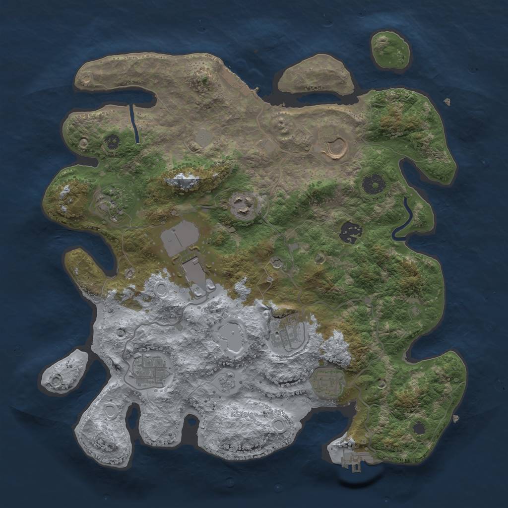 Rust Map: Procedural Map, Size: 3500, Seed: 501422, 17 Monuments